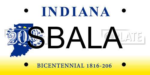 SBALA Indiana License Plate