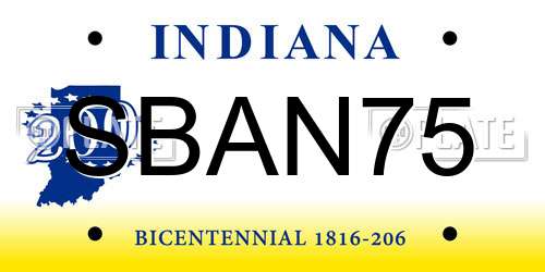 SBAN75 Indiana License Plate