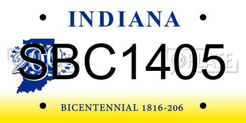 SBC1405 Indiana License Plate
