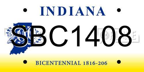 SBC1408 Indiana License Plate