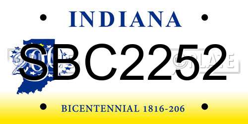 SBC2252 Indiana License Plate
