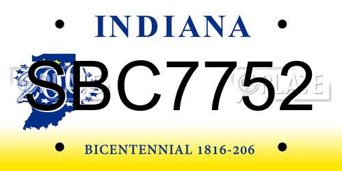 SBC7752 Indiana License Plate