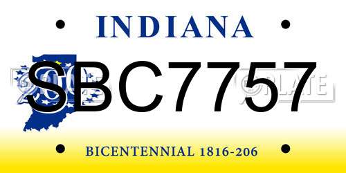 SBC7757 Indiana License Plate