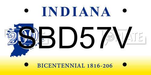 SBD57V Indiana License Plate