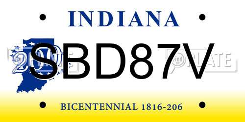 SBD87V Indiana License Plate