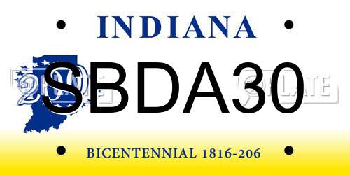 SBDA30 Indiana License Plate