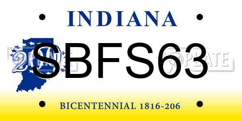 SBFS63 Indiana License Plate