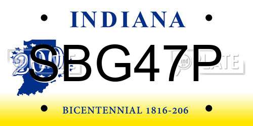 SBG47P Indiana License Plate