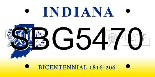 SBG5470 Indiana License Plate