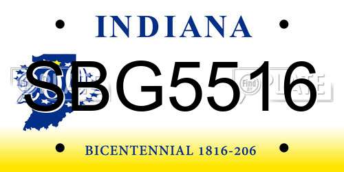 SBG5516 Indiana License Plate