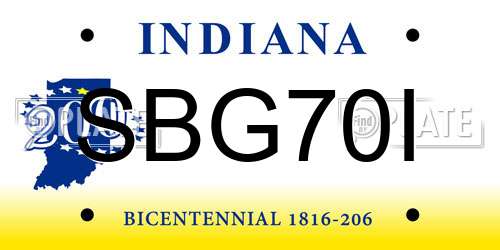 SBG70I Indiana License Plate