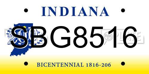 SBG8516 Indiana License Plate