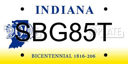 SBG85T Indiana License Plate