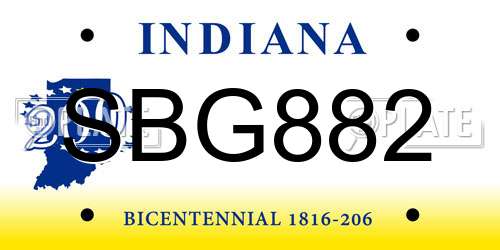 SBG882 Indiana License Plate
