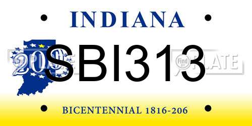 SBI313 Indiana License Plate