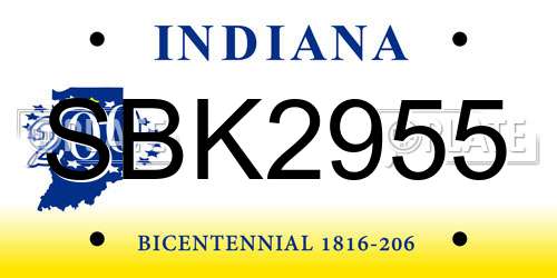 SBK2955 Indiana License Plate