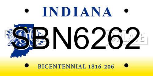 SBN6262 Indiana License Plate