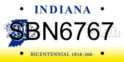 SBN6767 Indiana License Plate