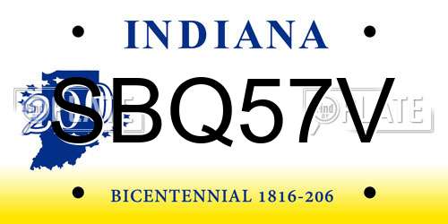 SBQ57V Indiana License Plate
