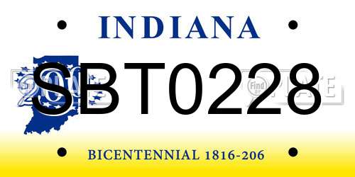 SBT0228 Indiana License Plate