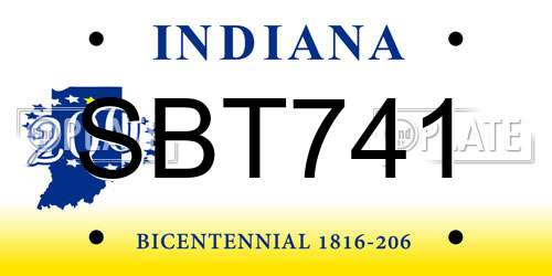 SBT741 Indiana License Plate