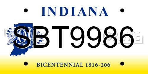 SBT9986 Indiana License Plate
