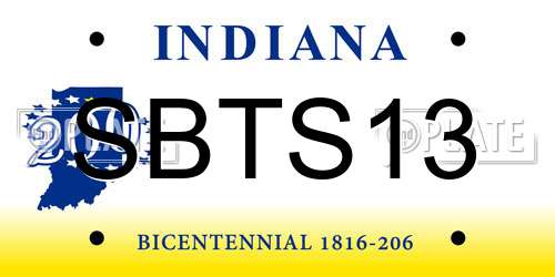 SBTS13 Indiana License Plate