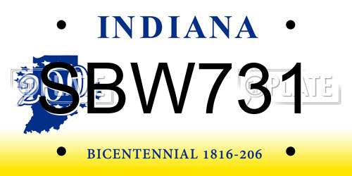 SBW731 Indiana License Plate