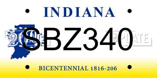 SBZ340 Indiana License Plate
