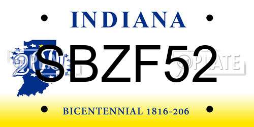 SBZF52 Indiana License Plate