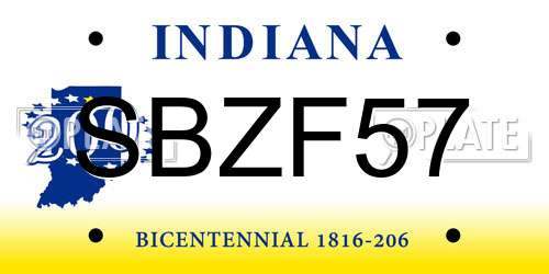 SBZF57 Indiana License Plate