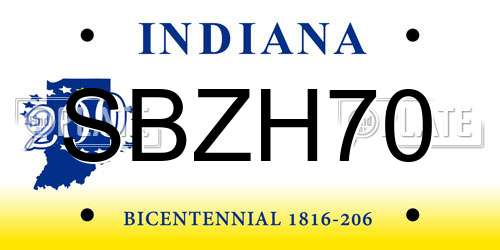 SBZH70 Indiana License Plate