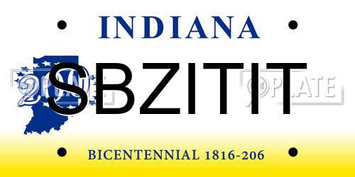 SBZITIT Indiana License Plate