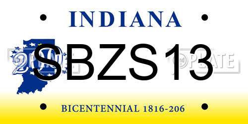 SBZS13 Indiana License Plate