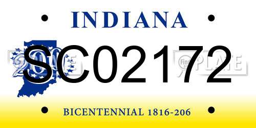 SC02172 Indiana License Plate