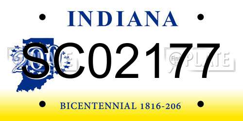 SC02177 Indiana License Plate