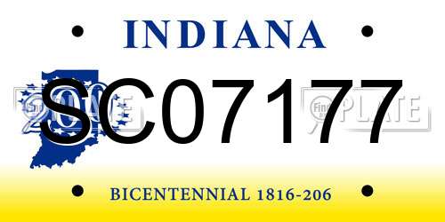 SC07177 Indiana License Plate