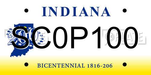 SC0P100 Indiana License Plate