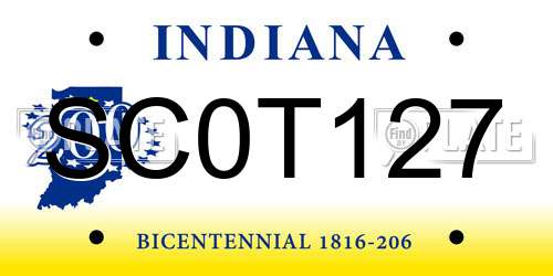 SC0T127 Indiana License Plate