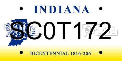 SC0T172 Indiana License Plate
