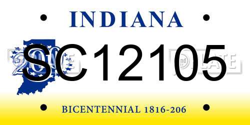 SC12105 Indiana License Plate