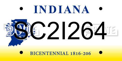 SC2I264 Indiana License Plate