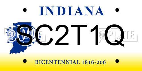 SC2T1Q Indiana License Plate