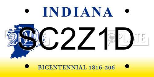 SC2Z1D Indiana License Plate