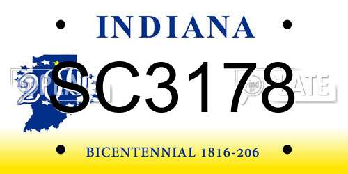 SC3178 Indiana License Plate