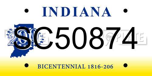 SC50874 Indiana License Plate