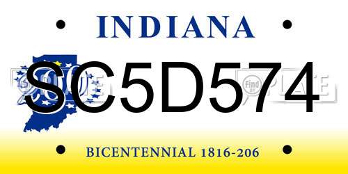 SC5D574 Indiana License Plate