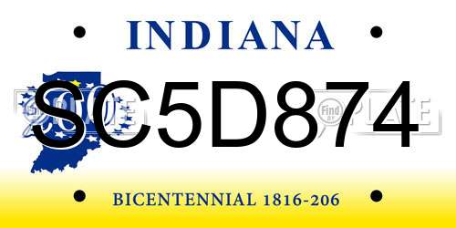 SC5D874 Indiana License Plate