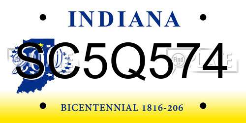 SC5Q574 Indiana License Plate