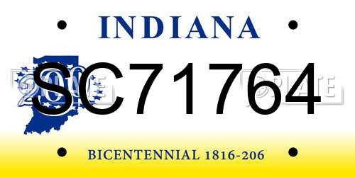 SC71764 Indiana License Plate
